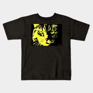 ANGRY CAT POP ART - YELLOW BLACK Kids T-Shirt